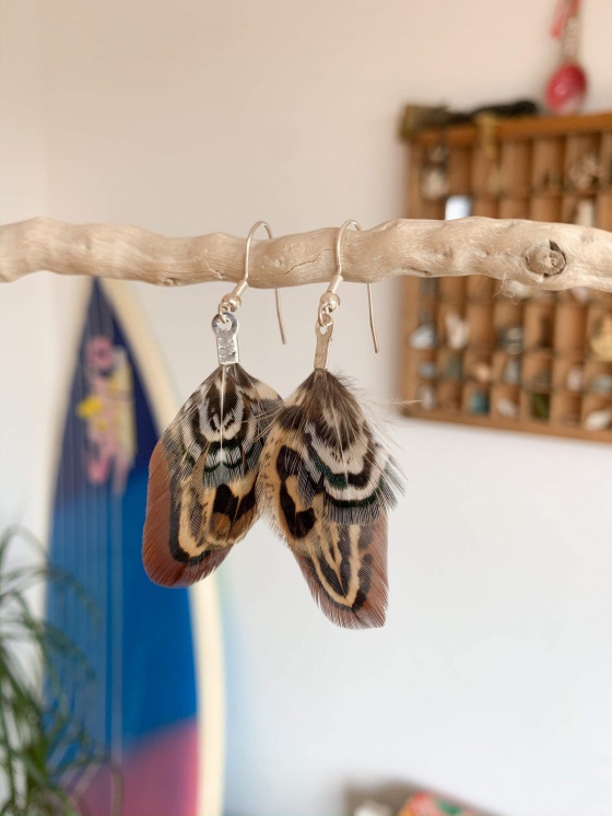 'Copper' pheasant earrings