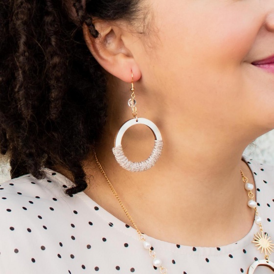'Rebecca' Sustainable Hoop Earrings in Taupe 'Rebecca' Sustainable Hoop Earrings in Taupe