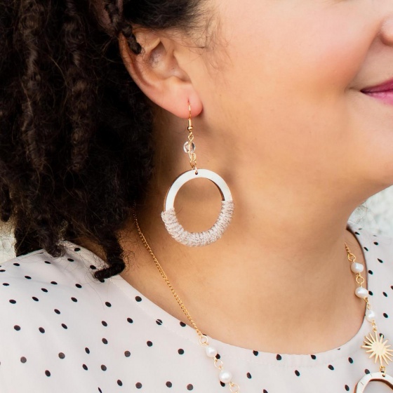 'Rebecca' Sustainable Hoop Earrings in Taupe