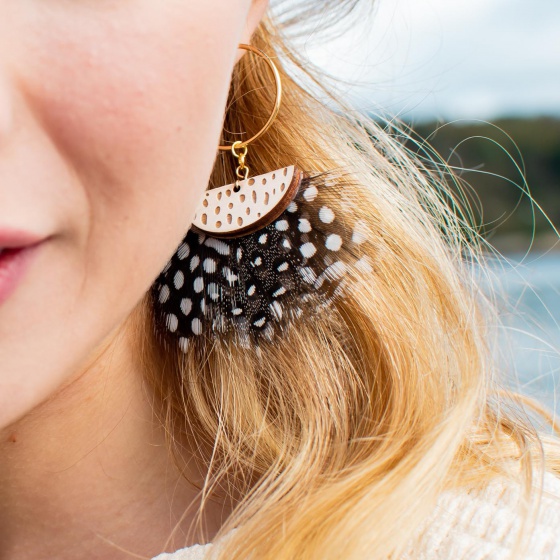 'Kate' Guineafowl Earrings