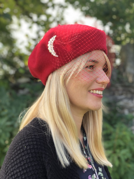 'Bacall' Red beret