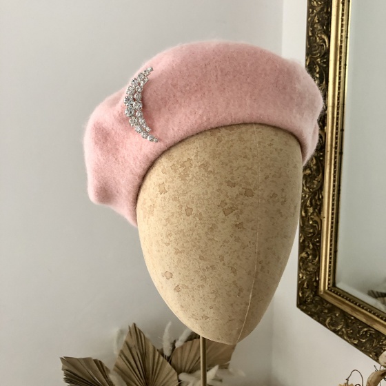 'Bacall' Pink beret with custom options