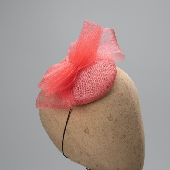 'Candace' Cocktail Hat in Coral 'Candace' Cocktail Hat in Coral