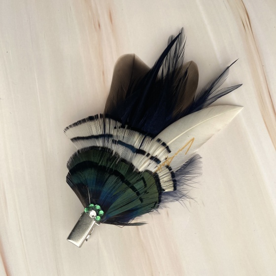 'Millie' Green & White Reeves Clip