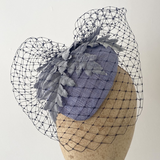 'Fern' blue grey cocktail hat