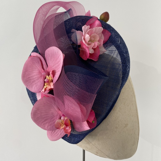 'Orchid' Pink and Navy Hat