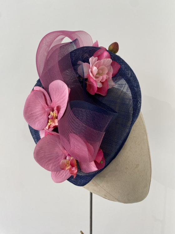 'Orchid' Pink and Navy Hat