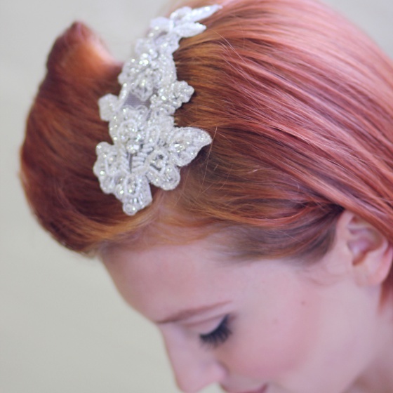 'Gretta' Beaded lace hair comb