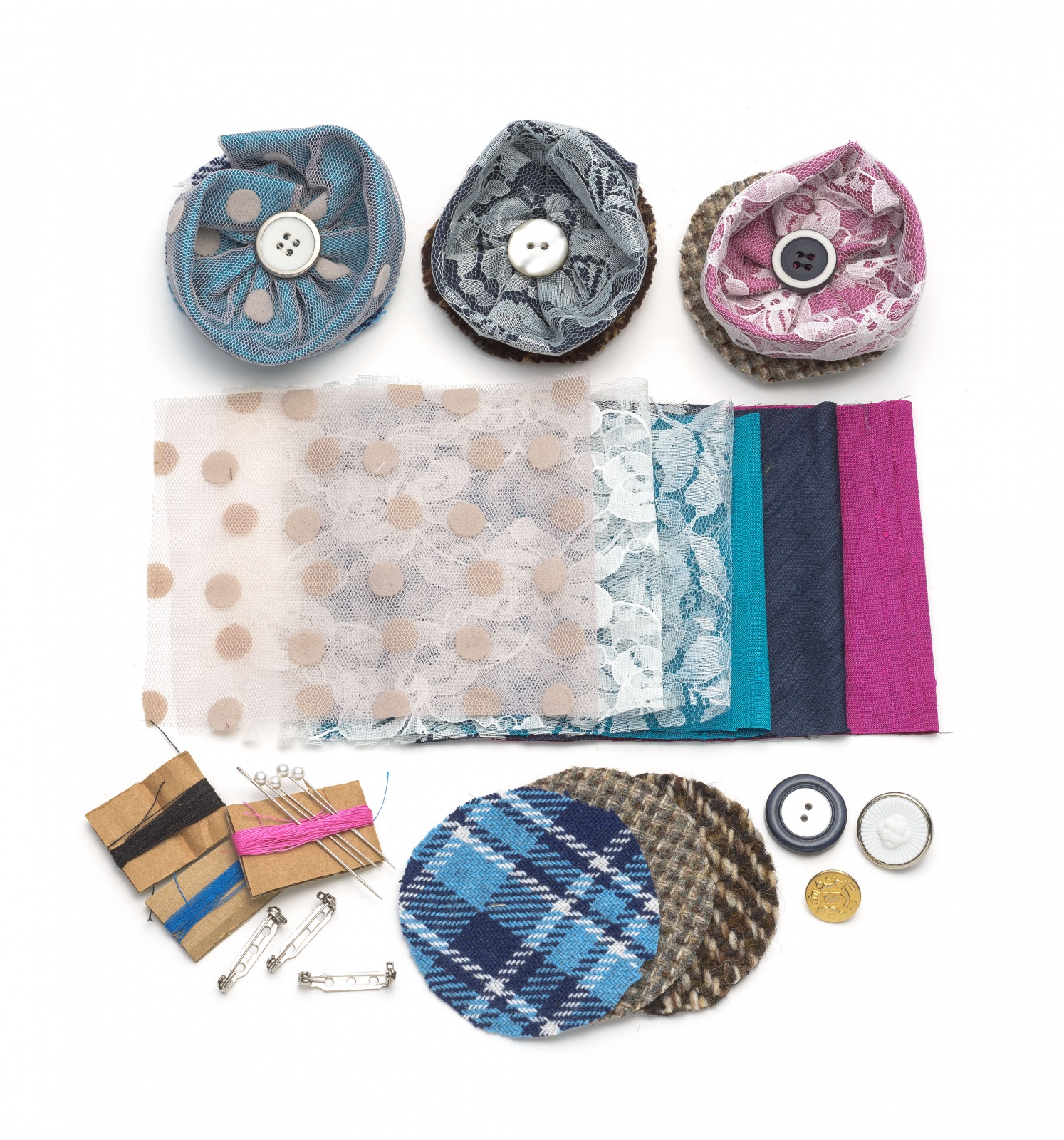 DIY Silk and Lace Brooch Making kit